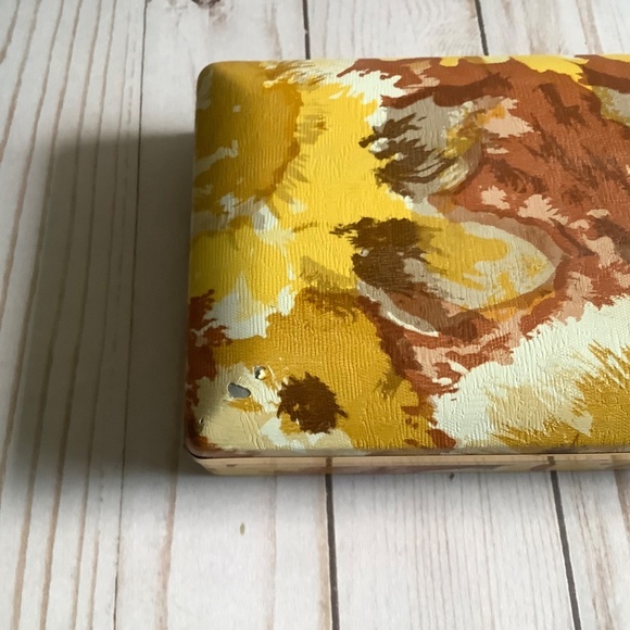 Vintage Floral Clamshell Hard Jewelry Case **FLAWED** Art Project Restore Craft - Picture 4 of 5